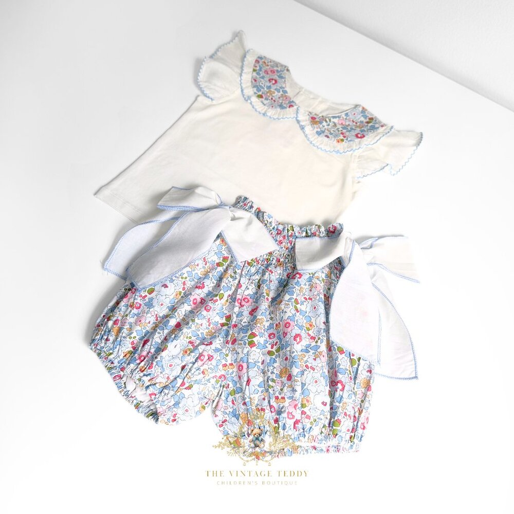 NWT Pretty Girls Blouse & Bubble Shorts 2 Piece Matching Set Summer Floral 2T - Picture 2 of 2